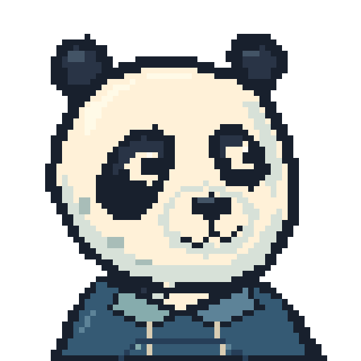 Classic panda wearing a blue hoodie